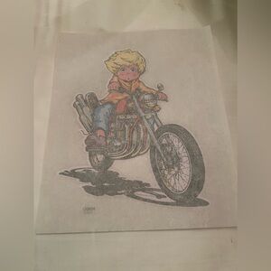 Vintage 70s ROACH motorcycle boy transfer